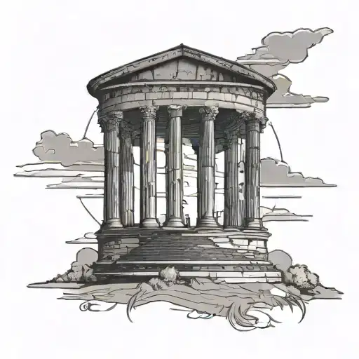 Penshaw monument sunset background tattoo design idea
