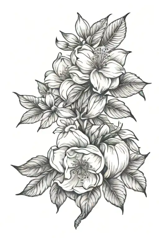 peaches and magnolias  tattoo design idea