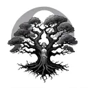 poison tree with graveyard tattoo design idea