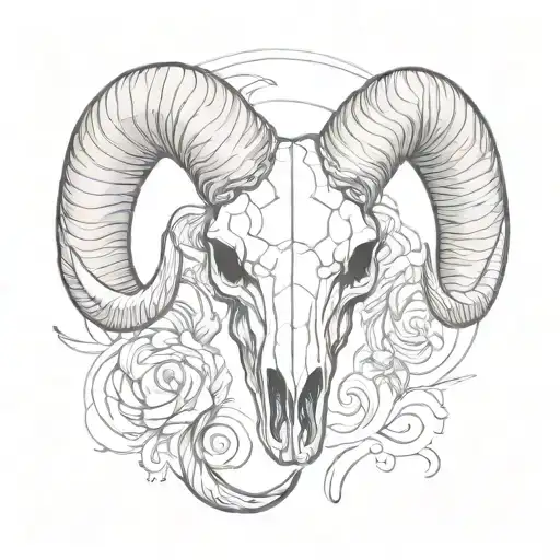 ram skull tattoo design idea