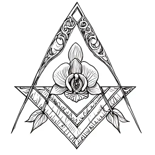 orchid freemason symbol tattoo design idea