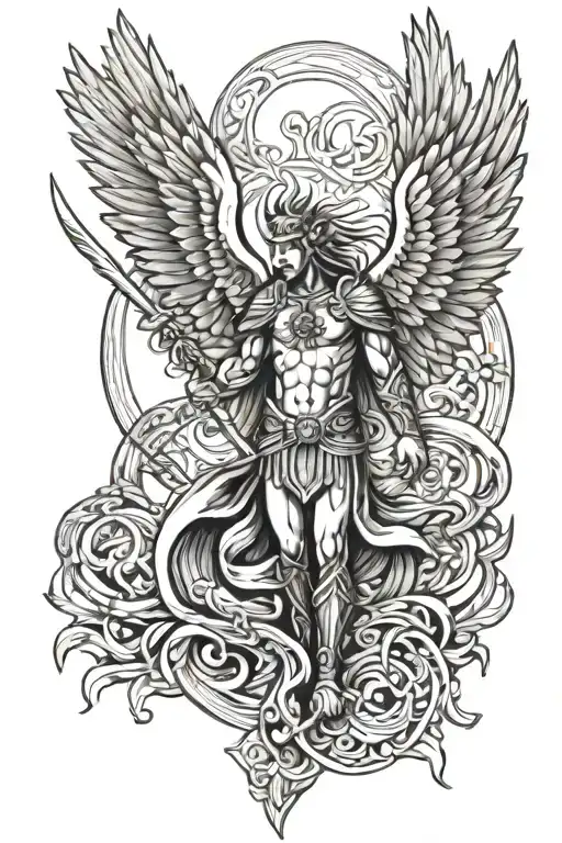 st.michael the arc angel tattoo, Phoenix bird, filipino sun tribal tattoo tattoo design idea