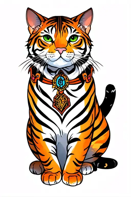 TABBY CAT TO TIGER PAINTING STYLE tattoo design idea
