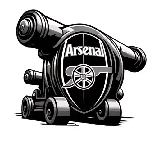arsenal logo incorporated with big cannons tattoo design idea