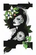Osiris Egyptian god,  poison ivy with lillies and roblox  tattoo design idea