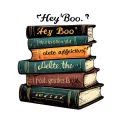 to kill a mocking bird inspired stack of 5 books stacked include words 'Hey Boo' and ' delete the adjectives' tattoo design idea