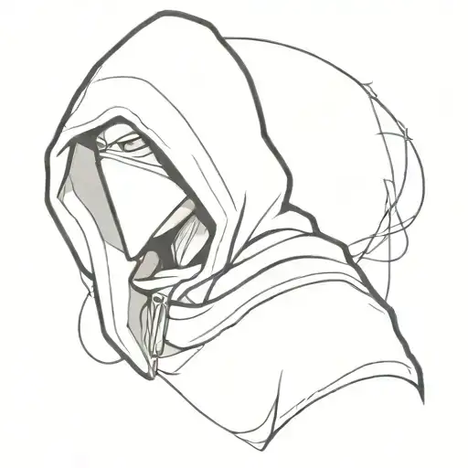 hooded armed figure tattoo design idea