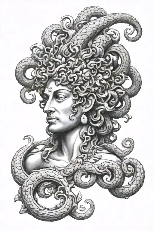 isola sicilian medusa head carved tattoo design idea