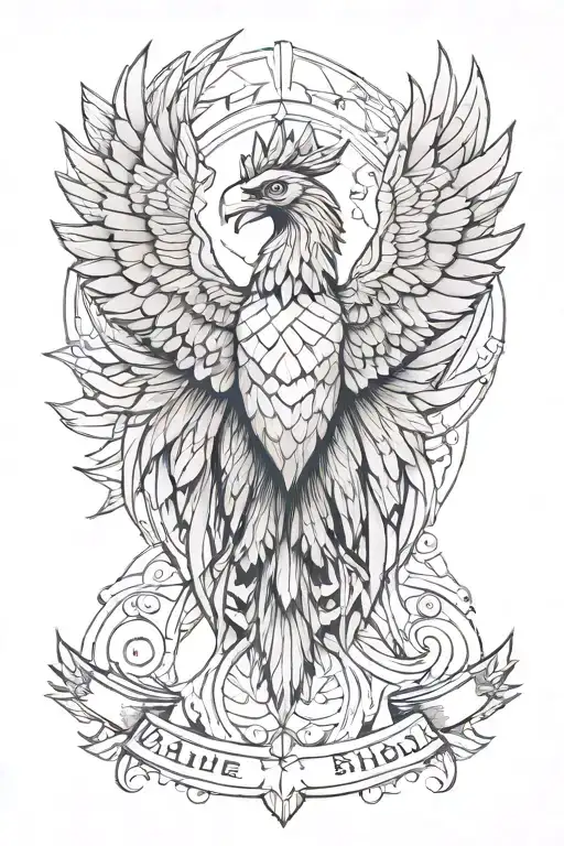 liver bird wings spread with a banner tattoo design idea