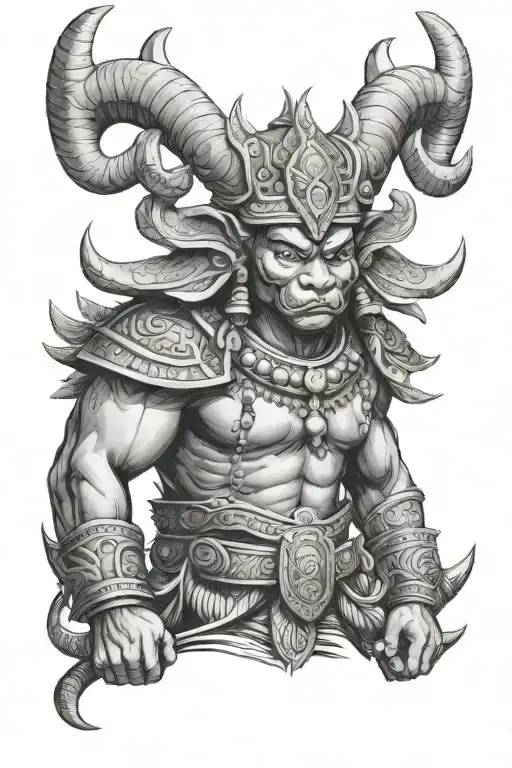 Cambodian ox warrior tattoo design idea