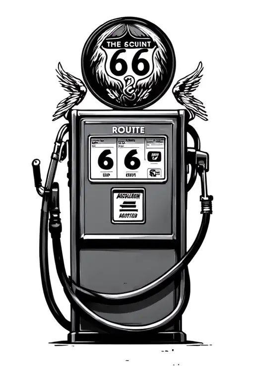 route 66 gasoline pump tattoo design idea