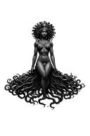 African American medusa goddess tattoo design idea