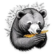 Bear eats honey tattoo design idea