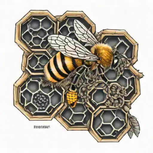 bee on honeycomb  tattoo design idea