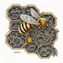bee on honeycomb  tattoo design idea