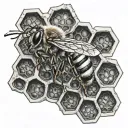 bee on honeycomb  tattoo design idea