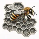bee on honeycomb  tattoo design idea
