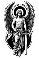 "732" "732" st. michael with wings and sword tattoo design idea