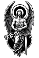 "732" "732" st. michael with wings and sword tattoo design idea