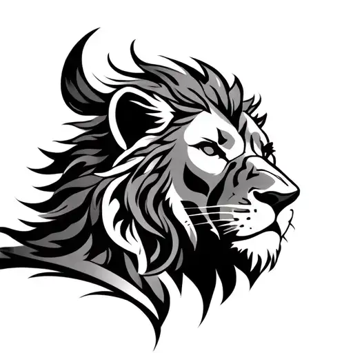 lion head and warrior tattoo design idea