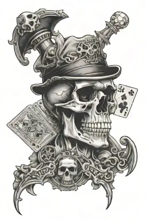 life is a gamble with skull tattoo design idea
