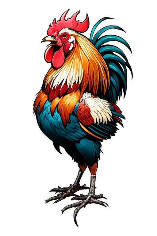 Rooster fighting tattoo design idea