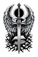 sword, Bible, angel wings tattoo design idea