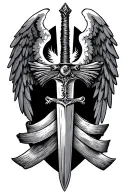 sword, Bible, angel wings tattoo design idea