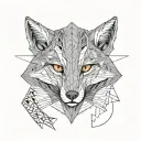 anthropomorphic fox in a suit of armour. include appealing extra details. black and grey tattoo. tattoo design idea