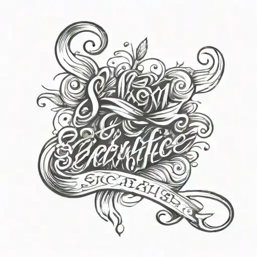 The word "Sacrifice" in cursive font tattoo design idea