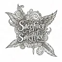 The word "Sacrifice" in cursive font tattoo design idea