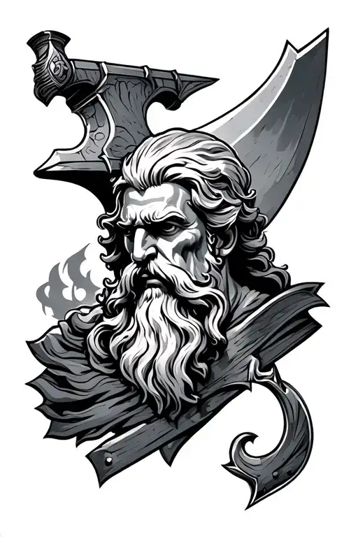 hephaestus god of anvil tattoo design idea