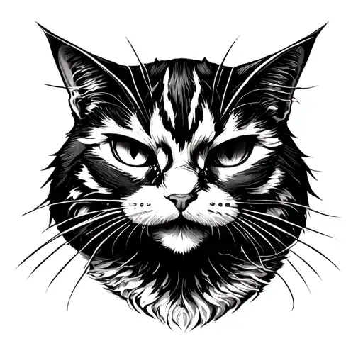 evil cat tattoo design idea