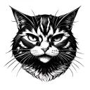 evil cat tattoo design idea