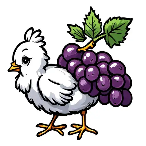 cartoon chick with purple grapes simple  tattoo design idea