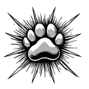 tiny paw print in the middle of a starburst tattoo design idea