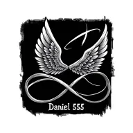 "Daniel 555" infinity symbol incorporated angel wings tattoo design idea