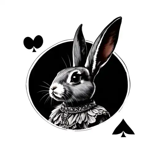 queen of Spade bunny wearing tattoo design idea