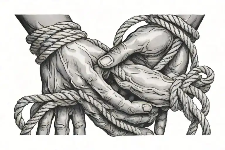 Two hands hold the rope on the collarbone tattoo design idea
