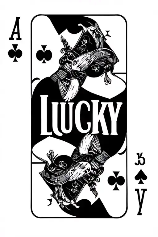 Playing Cards with words "Lucky 13" and a high fashion backdrop tattoo design idea