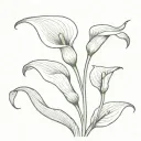 calla lily with stem fineline tattoo design idea