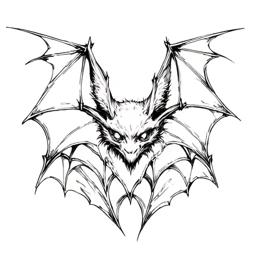 Bat in a neo -Gothic style tattoo design idea