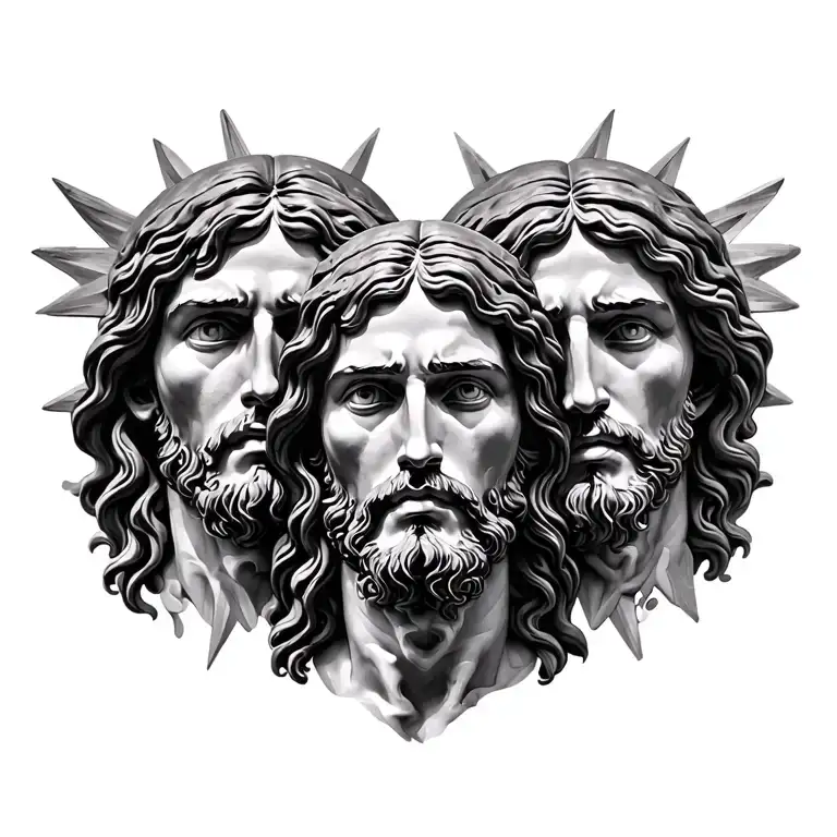 jesus christ crucified and heads tattoo design idea