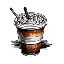 iced coffee cup tattoo design idea