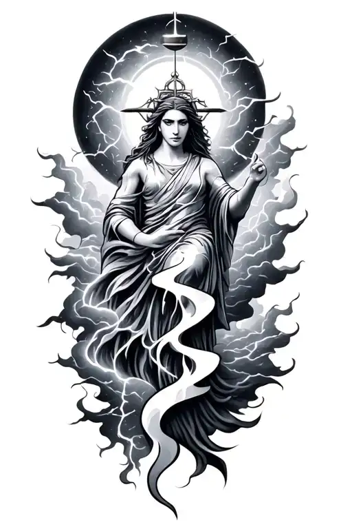 Libra, Balance, thunder storm tattoo design idea