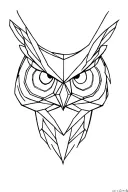 geometric owl head tattoo design idea