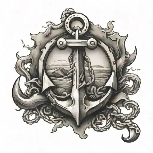 old rusty anchor with vancouver island tattoo design idea