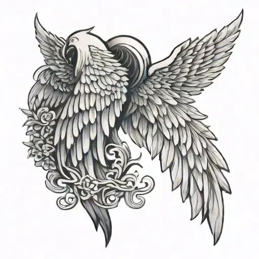 japanese angel wings tattoo design idea