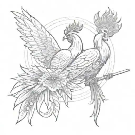 murugan vel weapon with rooster & peacock tattoo design idea