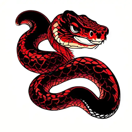 cute red snake tattoo design idea